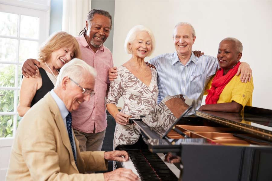 Resident playing piano
