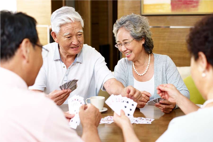 Residents playing cards together
